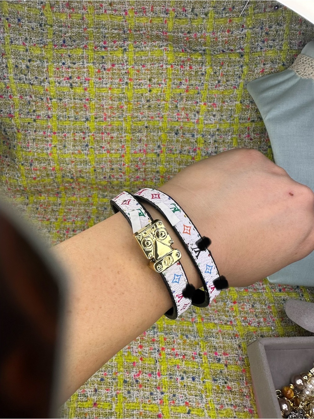 White Multicolor Monogram Double Wrap Bracelet